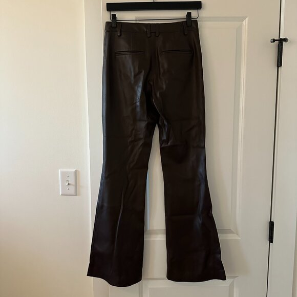 NWT Rebecca Taylor Vegan Leather Trouser in Deep Port - Picture 6 of 11